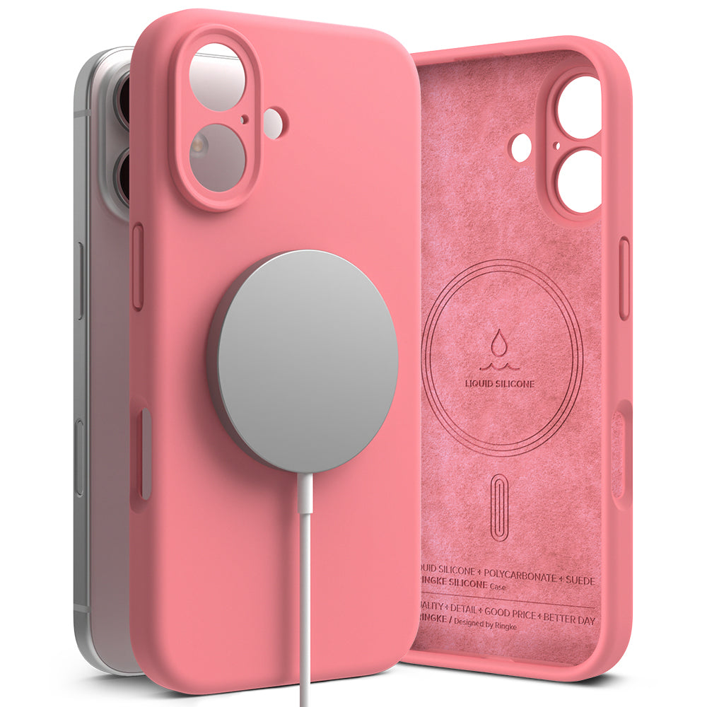 Coque MagSafe pour Apple iPhone 16 Plus, Ringke, Silicone, Rose