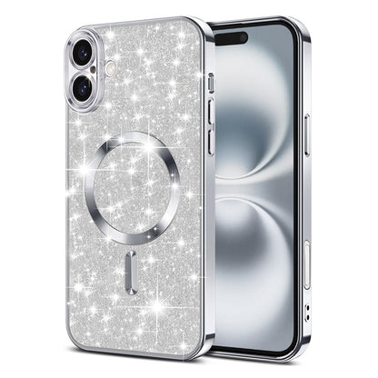 Coque MagSafe pour Apple iPhone 16 Plus, Techsuit, Luxury Glitter, Argentée