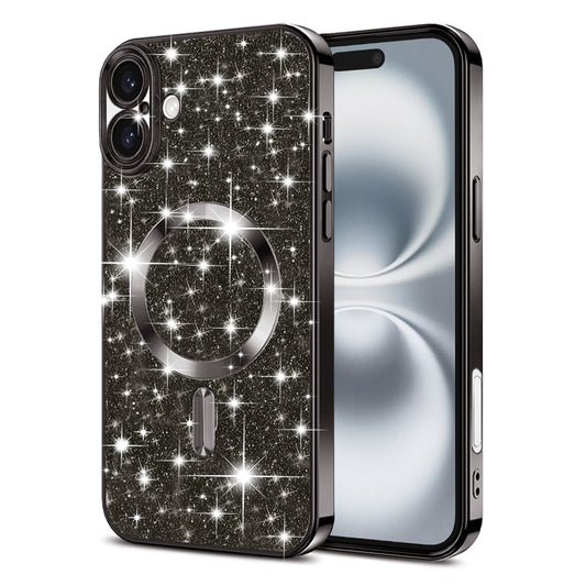Coque MagSafe pour Apple iPhone 16 Plus, Techsuit, Luxury Glitter, Noire