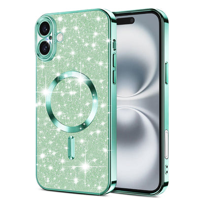 Coque MagSafe pour Apple iPhone 16 Plus, Techsuit, Luxury Glitter, Vert Clair