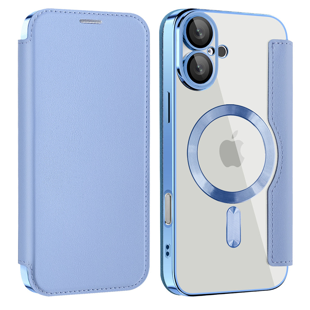 Coque MagSafe pour Apple iPhone 16 Plus, Techsuit, SmartMag Book, Bleu