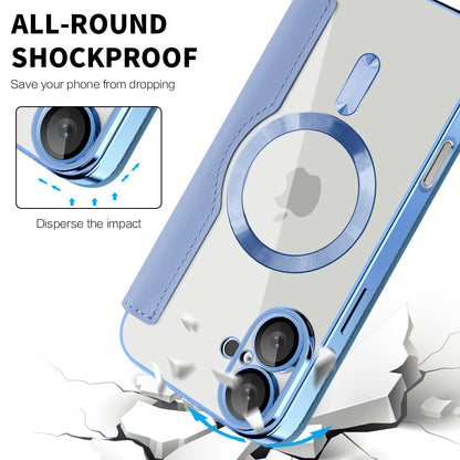 Coque MagSafe pour Apple iPhone 16 Plus, Techsuit, SmartMag Book, Bleu