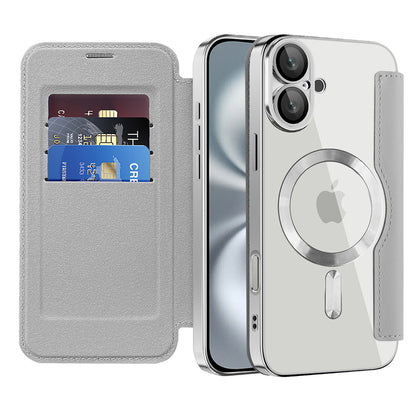 Coque MagSafe pour Apple iPhone 16 Plus, Techsuit, SmartMag Book, Gris