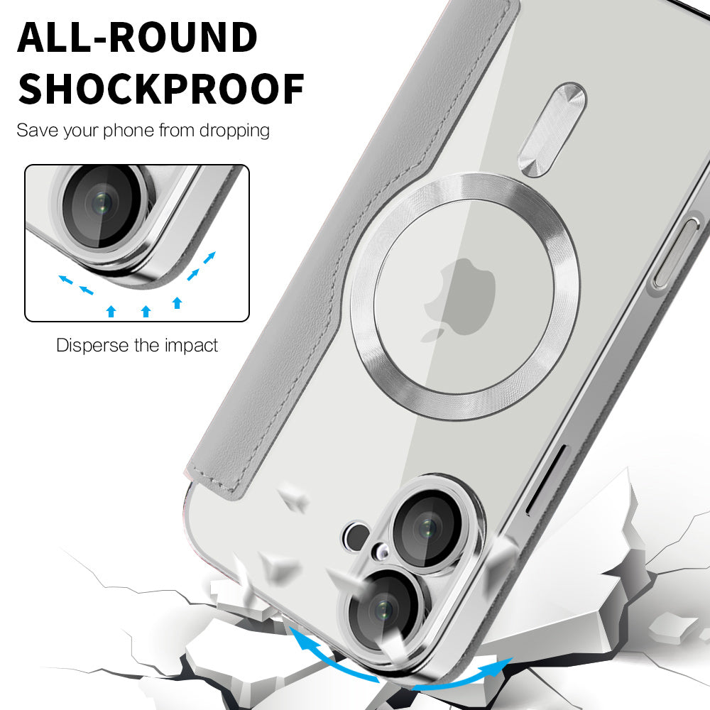 Coque MagSafe pour Apple iPhone 16 Plus, Techsuit, SmartMag Book, Gris