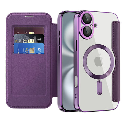 Coque MagSafe pour Apple iPhone 16 Plus, Techsuit, SmartMag Book, Violet