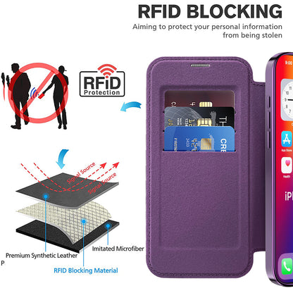 Coque MagSafe pour Apple iPhone 16 Plus, Techsuit, SmartMag Book, Violet