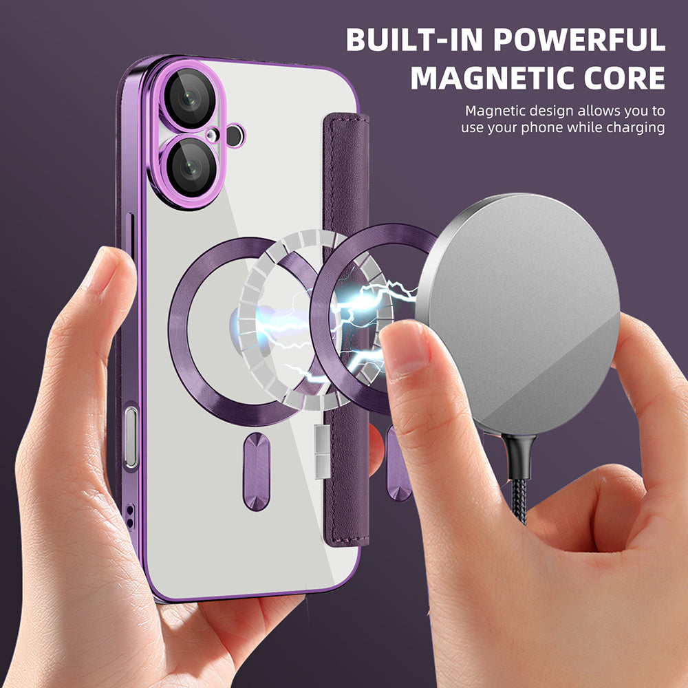 Coque MagSafe pour Apple iPhone 16 Plus, Techsuit, SmartMag Book, Violet