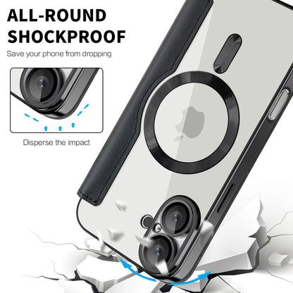 MagSafe Case for Apple iPhone 16 Plus, Techsuit, SmartMag Book, Black