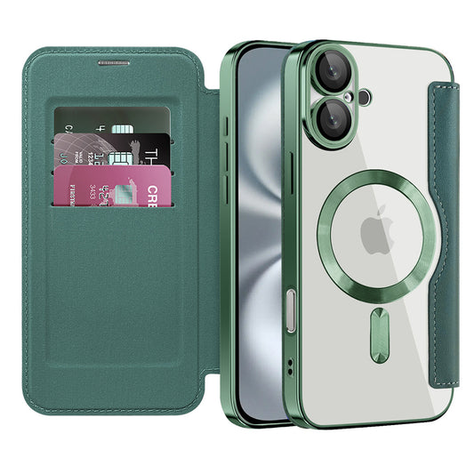 Coque MagSafe pour Apple iPhone 16 Plus, Techsuit, SmartMag Book, Vert
