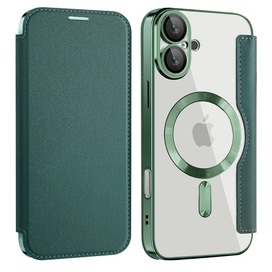 Coque MagSafe pour Apple iPhone 16 Plus, Techsuit, SmartMag Book, Vert