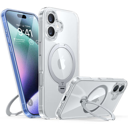 Coque MagSafe pour Apple iPhone 16 Plus, Torras, Ostand Spin, Transparente