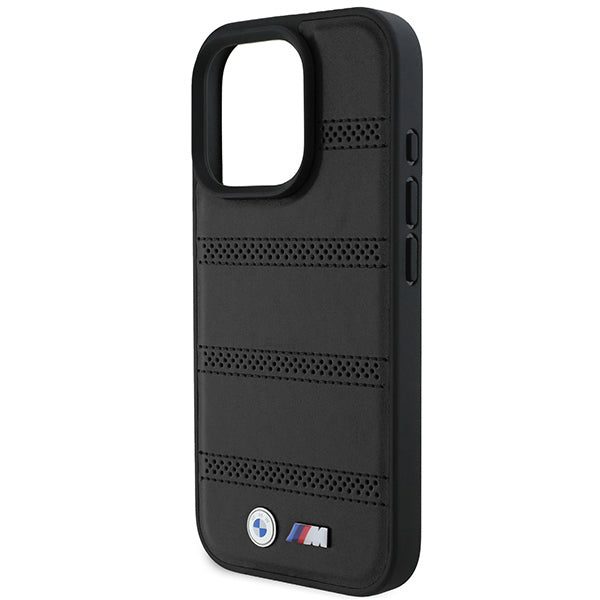 Coque MagSafe pour Apple iPhone 16 Pro, BMW, M Perforated And Stitched Line, Noire