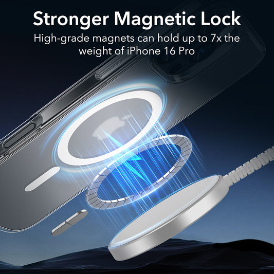 Housse MagSafe pour Apple iPhone 16 Pro, ESR, Classic Hybrid, Transparent Satiné