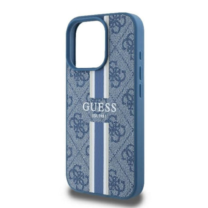 Étui MagSafe pour Apple iPhone 16 Pro, Guess, 4G Printed Stripes, Bleu