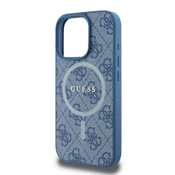 Coque MagSafe pour Apple iPhone 16 Pro, Guess, 4G Ring Classic Logo, Bleue
