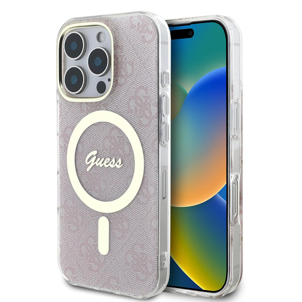 Étui MagSafe pour Apple iPhone 16 Pro, Guess, IML 4G, Rose