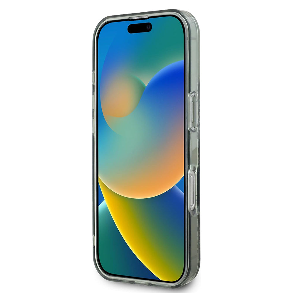 Coque MagSafe pour Apple iPhone 16 Pro, Guess, IML Flower & Tonal Circle, Vert