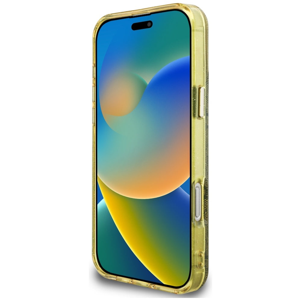 Étui MagSafe pour Apple iPhone 16 Pro, Guess, IML Glitter 4G Circle Triangle, Marron