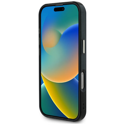 Étui MagSafe pour Apple iPhone 16 Pro, Guess, IML Glitter 4G Circle Triangle, Noir