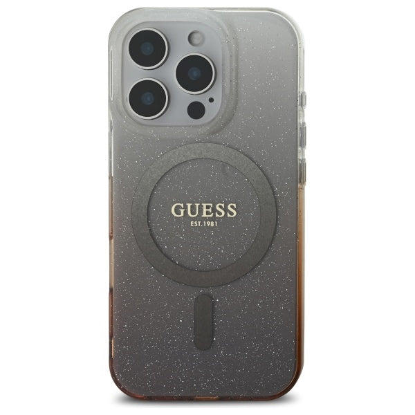 Étui MagSafe pour Apple iPhone 16 Pro, Guess, IML Glitter Gradient, Marron