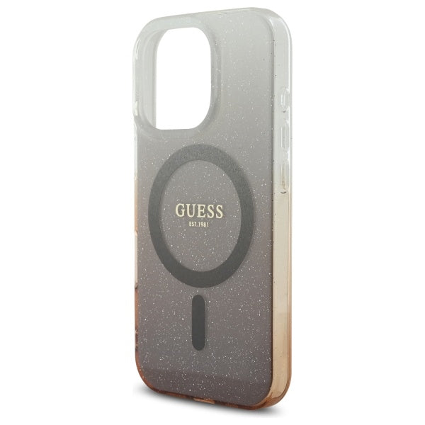 Étui MagSafe pour Apple iPhone 16 Pro, Guess, IML Glitter Gradient, Marron