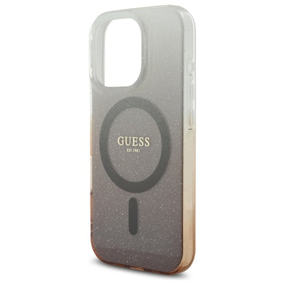 Étui MagSafe pour Apple iPhone 16 Pro, Guess, IML Glitter Gradient, Marron