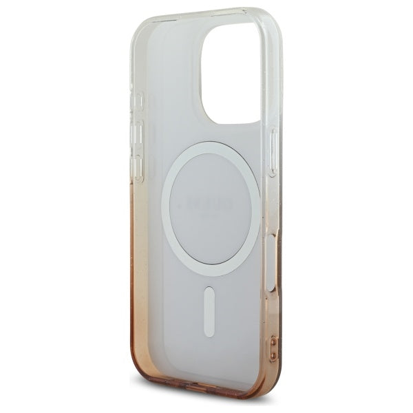 Étui MagSafe pour Apple iPhone 16 Pro, Guess, IML Glitter Gradient, Marron