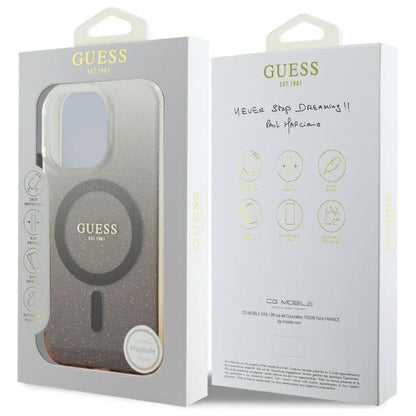 Étui MagSafe pour Apple iPhone 16 Pro, Guess, IML Glitter Gradient, Marron