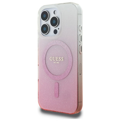 Coque MagSafe pour Apple iPhone 16 Pro, Guess, IML Glitter Gradient, Rose