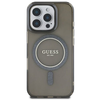 Étui MagSafe pour Apple iPhone 16 Pro, Guess, IML Glitter Ring, Noir