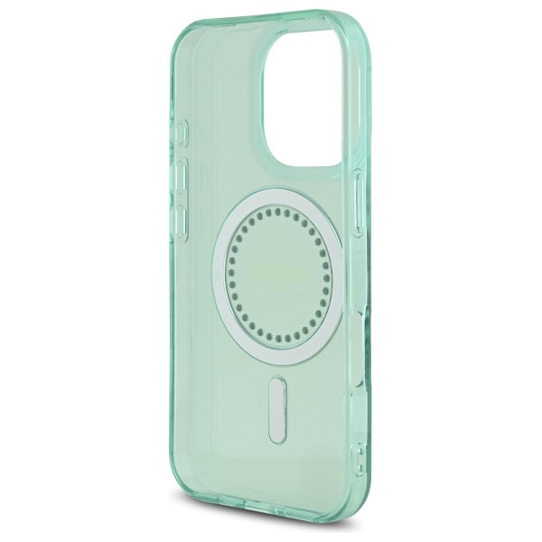 Coque MagSafe pour Apple iPhone 16 Pro, Guess, IML Rhinestone, Vert