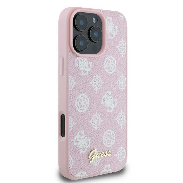 Coque MagSafe pour Apple iPhone 16 Pro, Guess, Peony Script, Rose