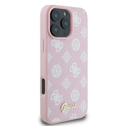 Coque MagSafe pour Apple iPhone 16 Pro, Guess, Peony Script, Rose