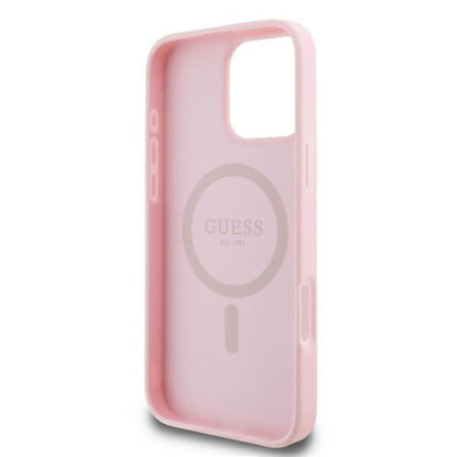 Coque MagSafe pour Apple iPhone 16 Pro, Guess, Peony Script, Rose