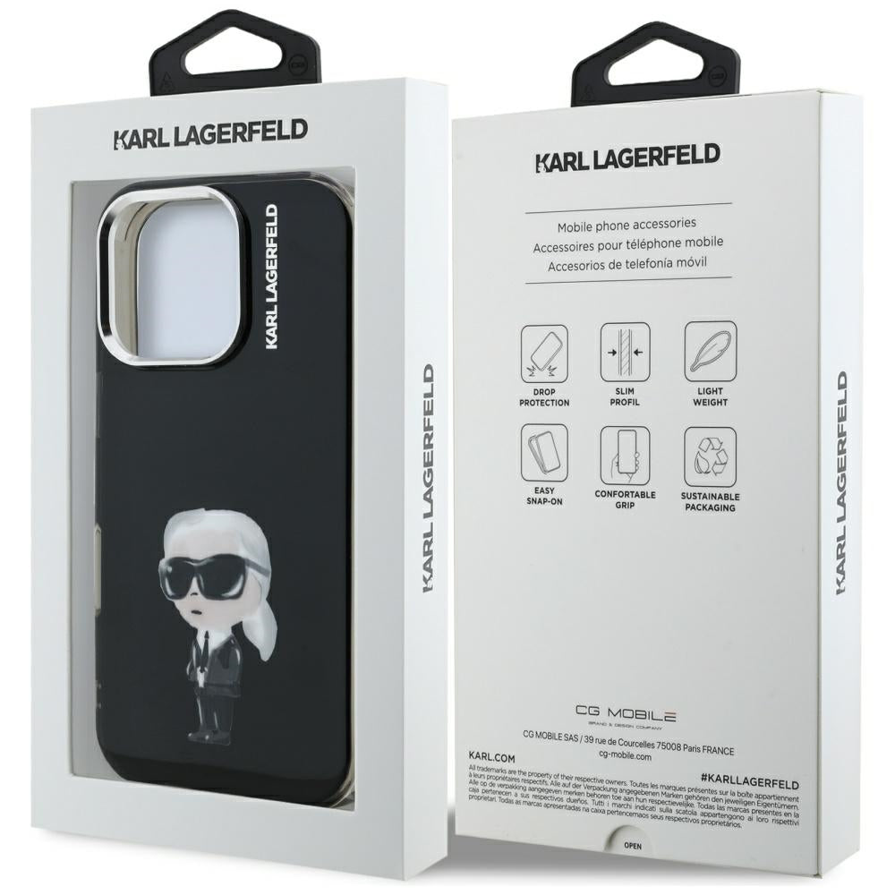 MagSafe Case for Apple iPhone 16 Pro, Karl Lagerfeld, IML Aquarelle Karl Logo, Black