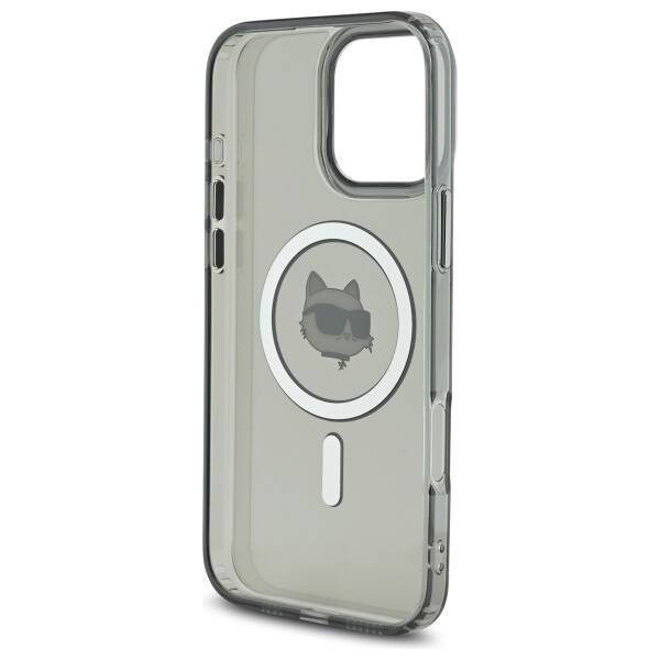 Housse MagSafe pour Apple iPhone 16 Pro, Karl Lagerfeld, IML Metal Choupette's Head, Noire