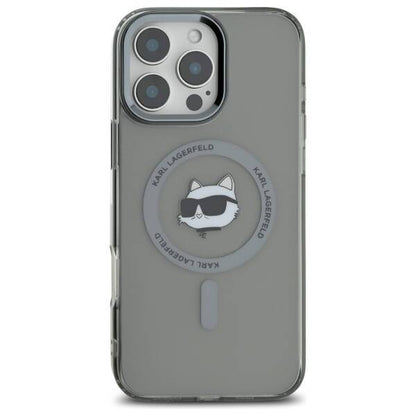 Housse MagSafe pour Apple iPhone 16 Pro, Karl Lagerfeld, IML Metal Choupette's Head, Noire