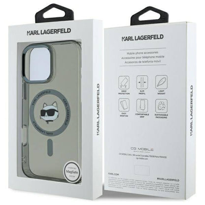 Housse MagSafe pour Apple iPhone 16 Pro, Karl Lagerfeld, IML Metal Choupette's Head, Noire