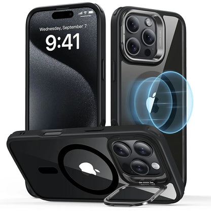 MagSafe Case for Apple iPhone 16 Pro Max, ESR, Classic Hybrid Kickstand, Transparent Black