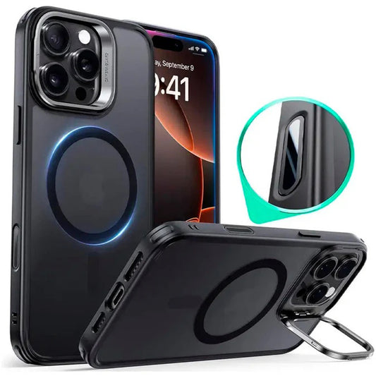 Coque MagSafe pour Apple iPhone 16 Pro Max, ESR, Classic Hybrid Kickstand Slide, Noir Satiné