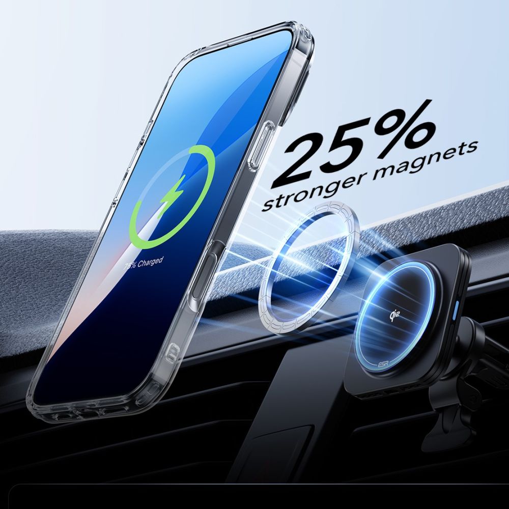 Coque MagSafe pour Apple iPhone 16 Pro Max, ESR, Classic Hybrid avec Support et Protecteur d'Écran, Transparente