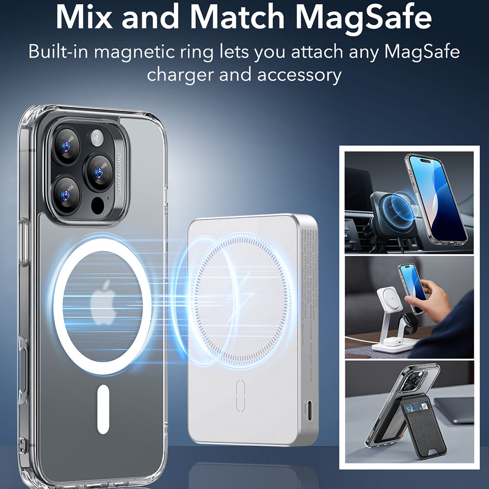 Coque MagSafe pour Apple iPhone 16 Pro Max, ESR, Classic Hybrid, Transparent Satiné