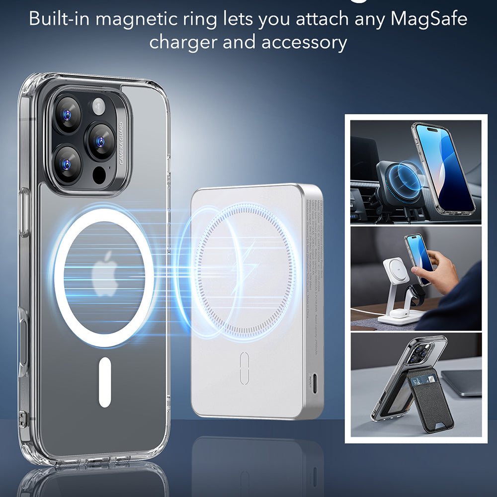 Coque MagSafe pour Apple iPhone 16 Pro Max, ESR, Classic Hybrid, Transparent Satiné