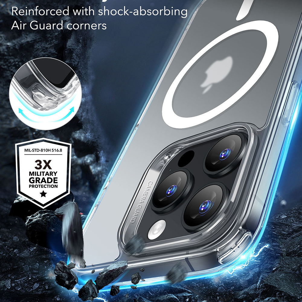 Coque MagSafe pour Apple iPhone 16 Pro Max, ESR, Classic Hybrid, Transparent Satiné