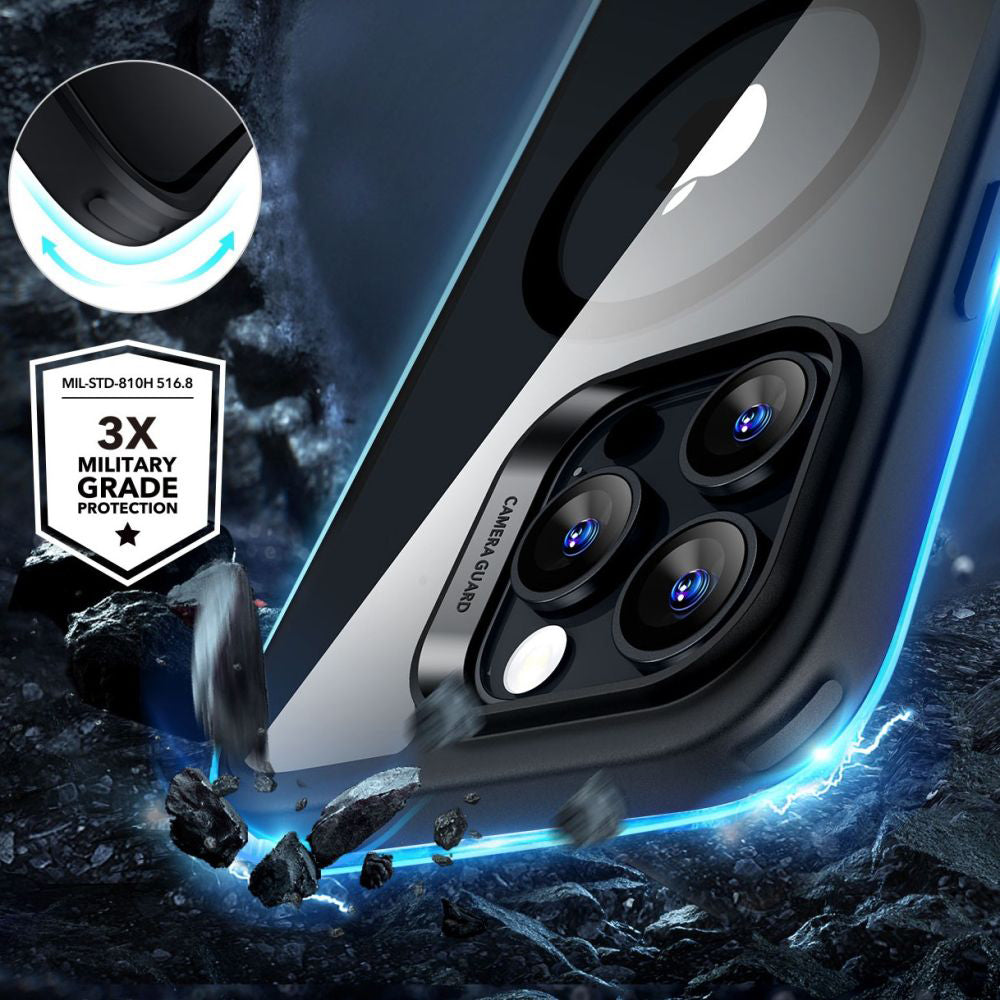 Coque MagSafe pour Apple iPhone 16 Pro Max, ESR, Classic Hybrid avec Protecteur d'Écran, Noire Transparente