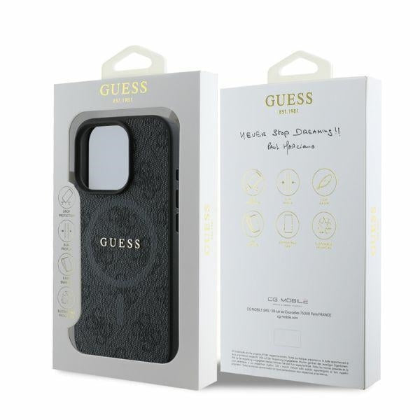Coque MagSafe pour Apple iPhone 16 Pro Max, Guess, 4G Ring Classic Logo, Noire