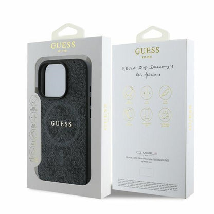 Coque MagSafe pour Apple iPhone 16 Pro Max, Guess, 4G Ring Classic Logo, Noire