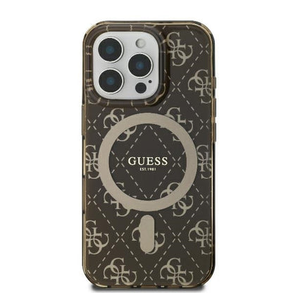 Étui MagSafe pour Apple iPhone 16 Pro Max, Guess, IML 4G Background, Marron