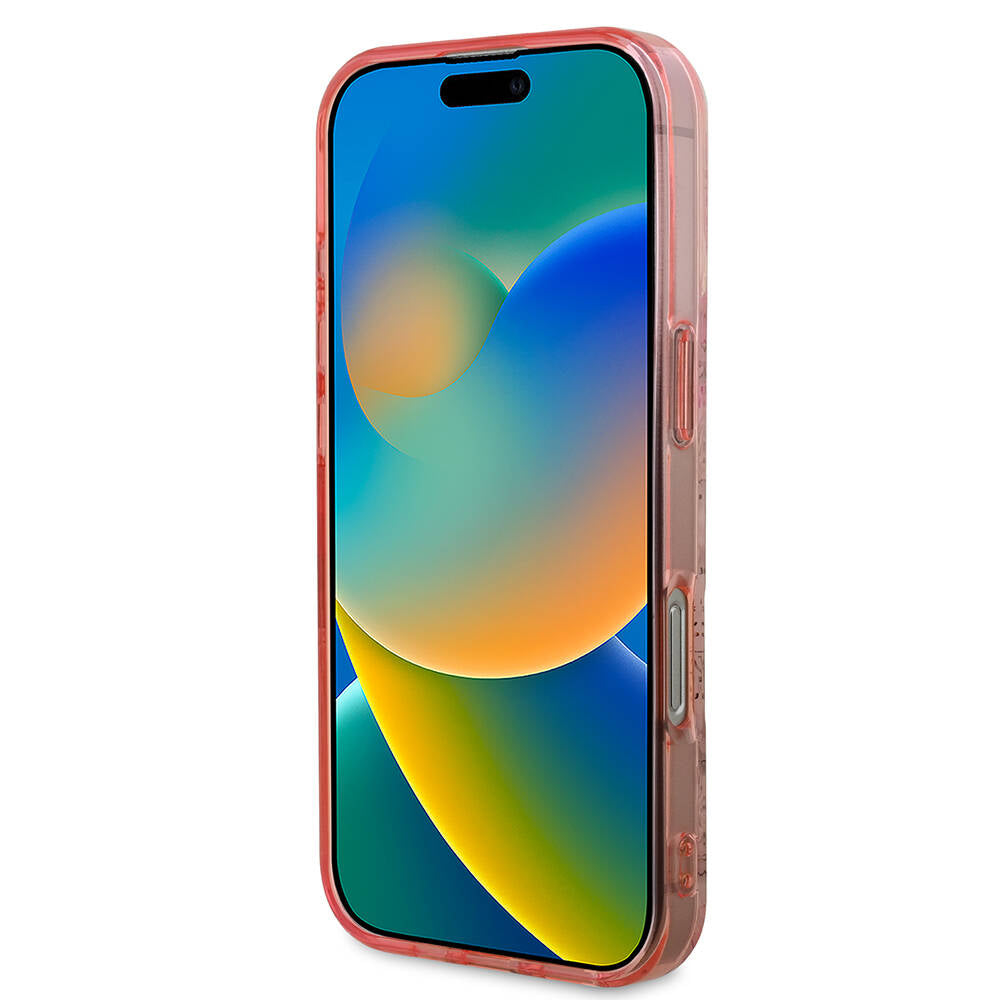 Étui MagSafe pour Apple iPhone 16 Pro Max, Guess, IML Flower & Tonal Circle, Rose