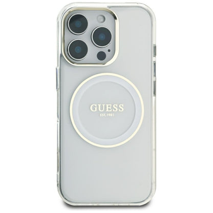 Coque MagSafe pour Apple iPhone 16 Pro Max, Guess, IML Metal Colored Circle, Blanche